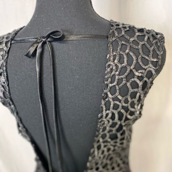 #131 LIPSY UK Black & Pewter Cocktail Dress - Picture 11 of 12